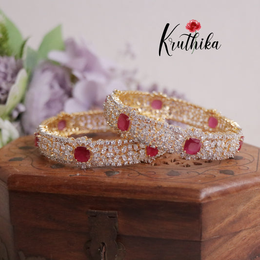 Elegance CZ Sparking Floral Designer Bangles B217 (Available in 2 Colours)