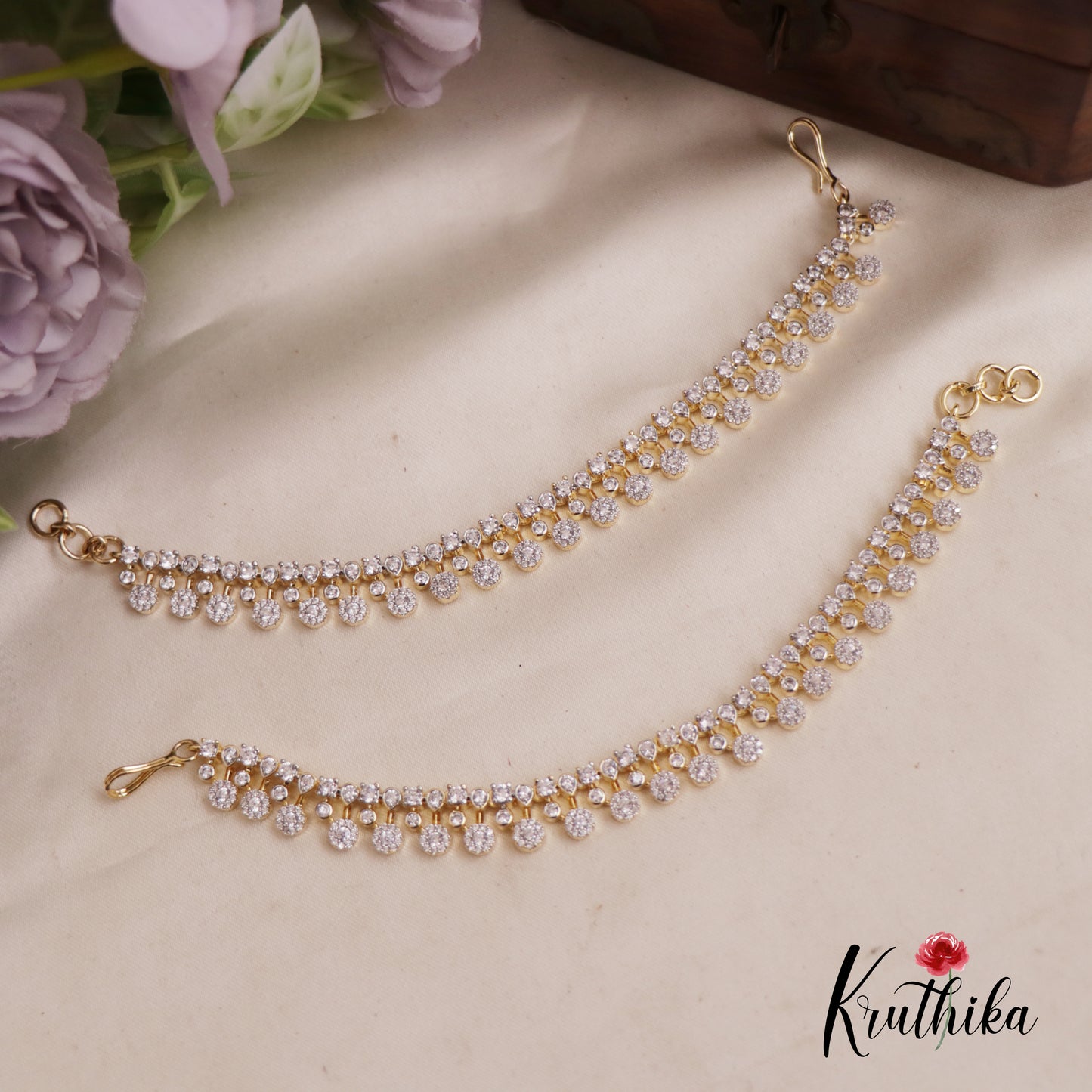 Sparkling Trendy CZ Geometric Motifs Earchains EC173