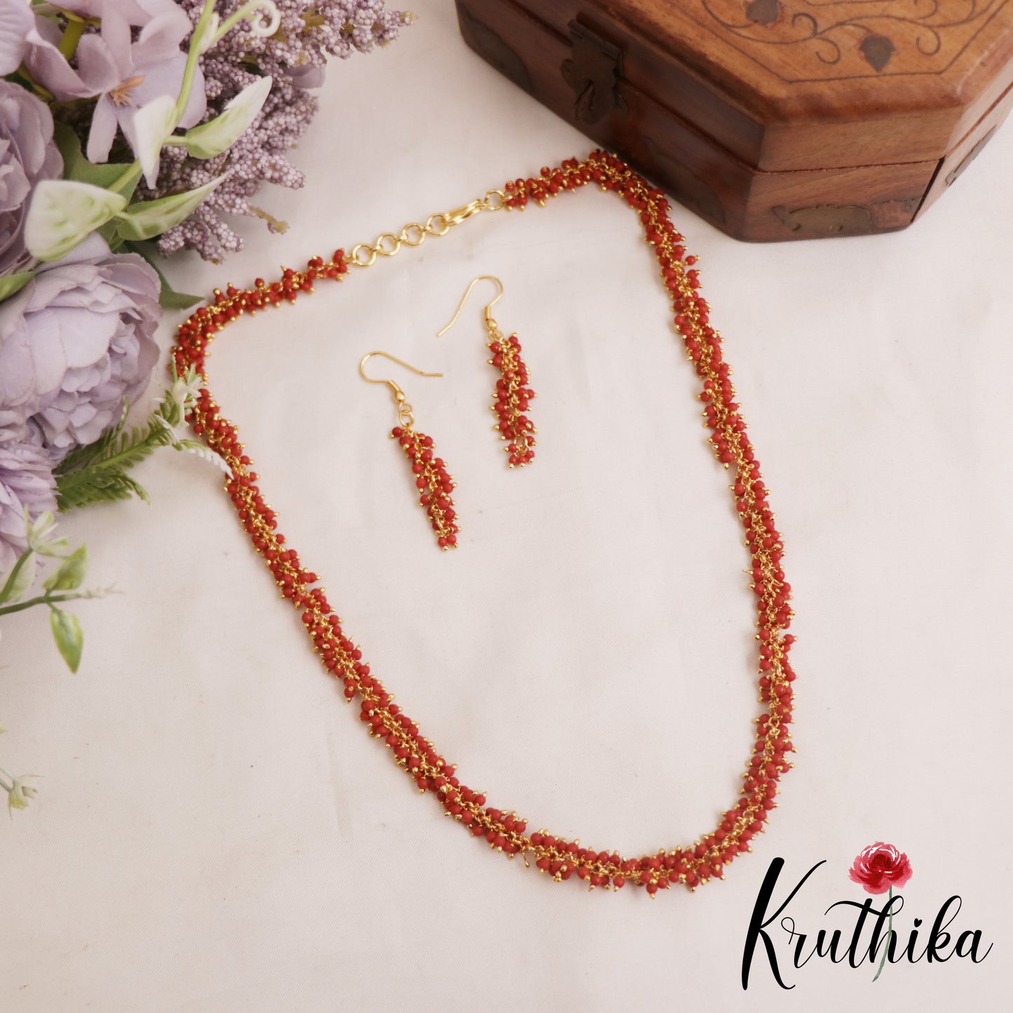 Pretty Gold-Tone Twist Bead Mala Set NC2914