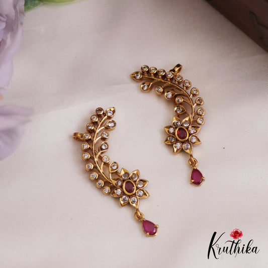 Sparkling Floral Motifs Ear Climbers E910 (Available In 3 Colors)