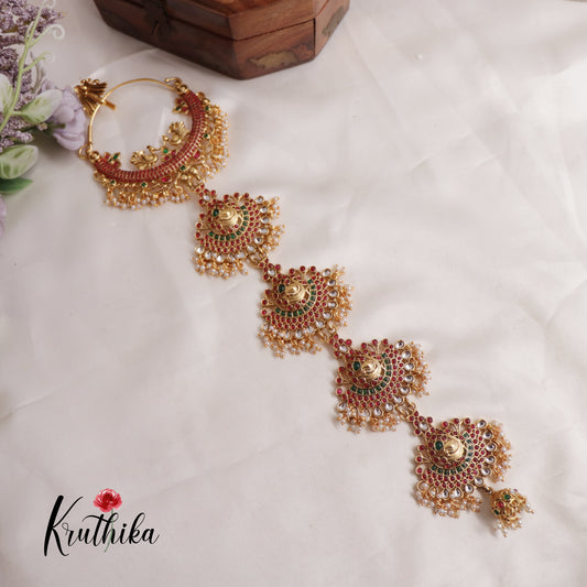 Beautiful Kemp Stones Jadua Jada Billa With Pearls J248