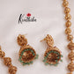 Budget Friendly Simple Lakshmi Pendant Necklace with Green Beads Drops NC2298