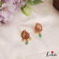 Elegant Peacock Motifs Jadau Stud Earrings With Green Bead Drops E965