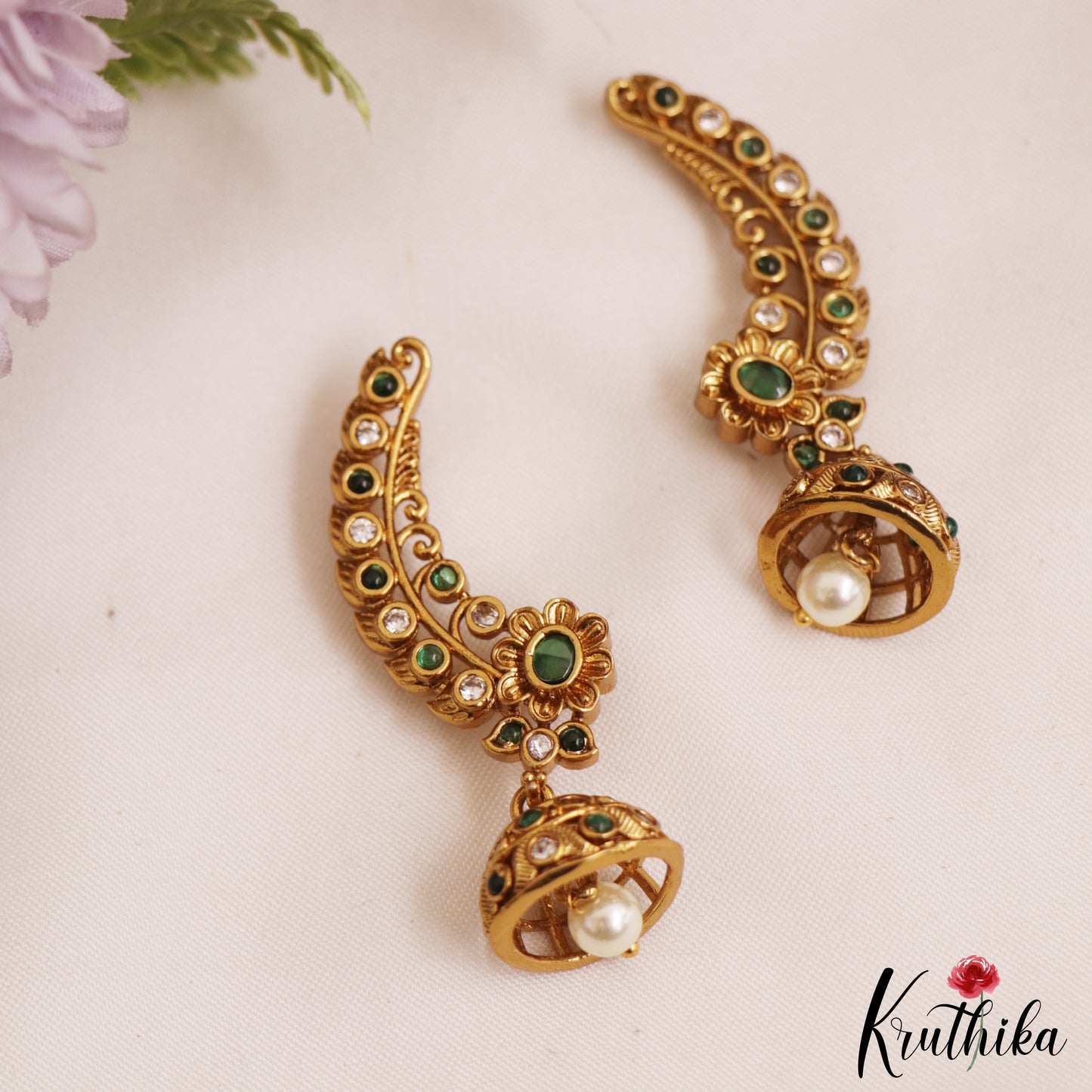 Beautiful Floral Motifs Earcuffs With Jhumka E1044