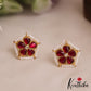 Simple Pearl Border Floral Motifs Kemp Stud Earrings E1032
