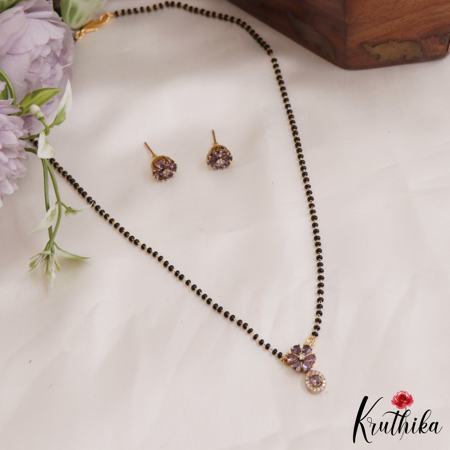Simple Mangalsutra with Earrings Set NC2633 (Available in 2 Colours)