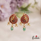 Elegant Peacock Motifs Jadau Stud Earrings With Green Bead Drops E965