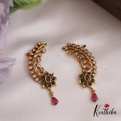 Sparkling Floral Motifs Ear Climbers E910 (Available In 3 Colors)