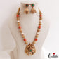 Elegant Antique Peacock Motifs Coral Pearl Mala NC3230