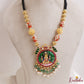 Elegant Hand-Painted Goddess Lakshmi Jadau Pendant Black Thread Necklace NC3321