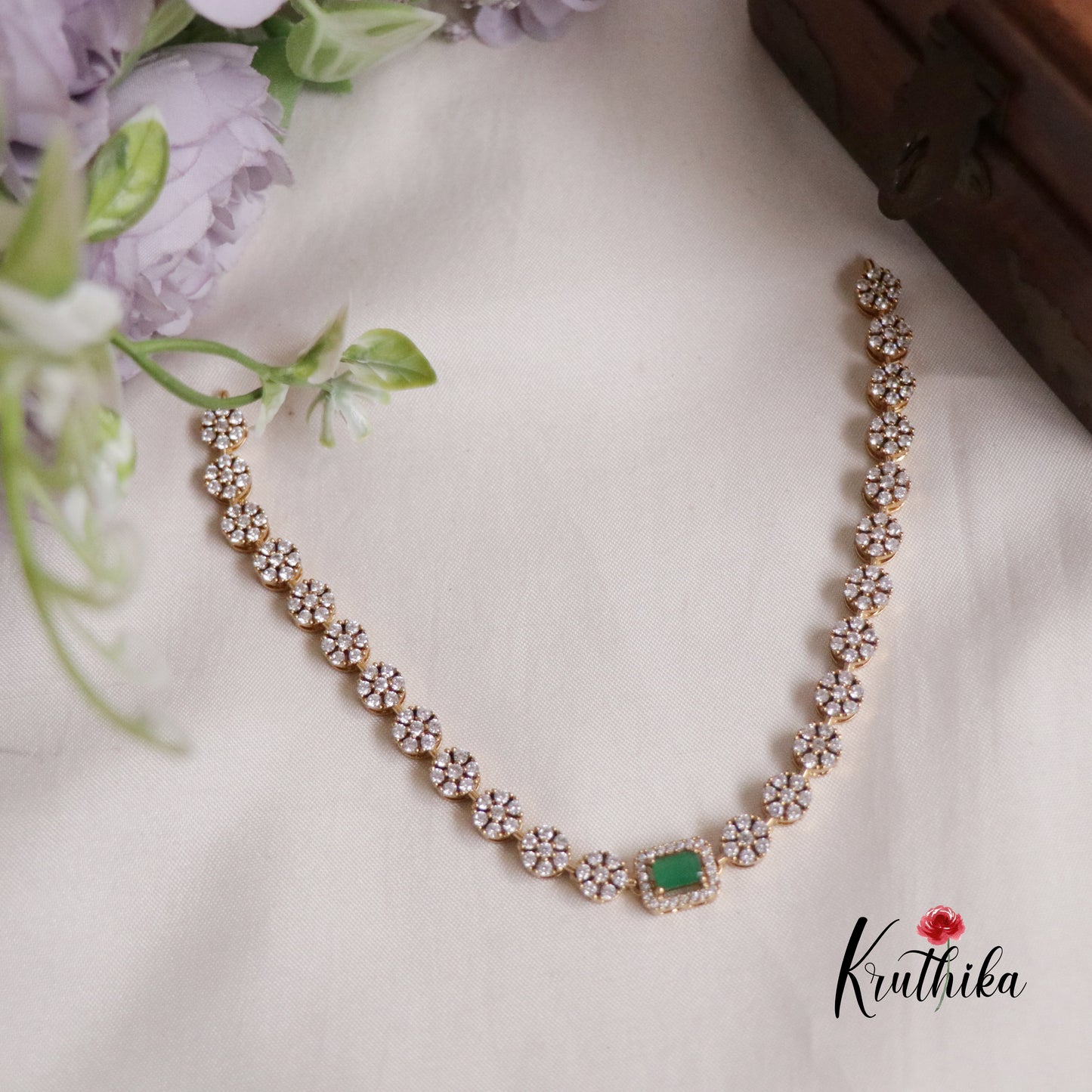 Simple CZ Sparking Victorian Necklace Sets NC2172 (Available in 3 Colours)