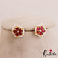 Simple Pearl Border Floral Motifs Kemp Stud Earrings E1032