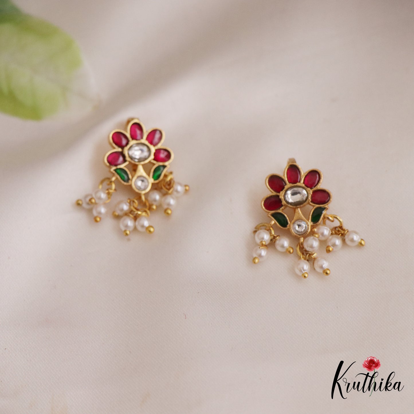 Classic Kemp Floral Motifs Earcuffs | Upper Earrings | Bugadi Earrings E1025 (Available In 4 Colors)