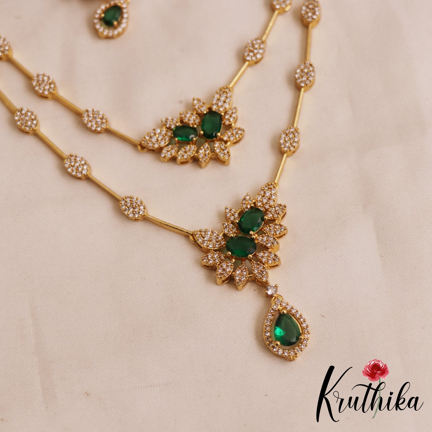 Sparkling Floral Motifs Multi Layered AD Victorian Necklace NC2902 (Available In 2 Colors)