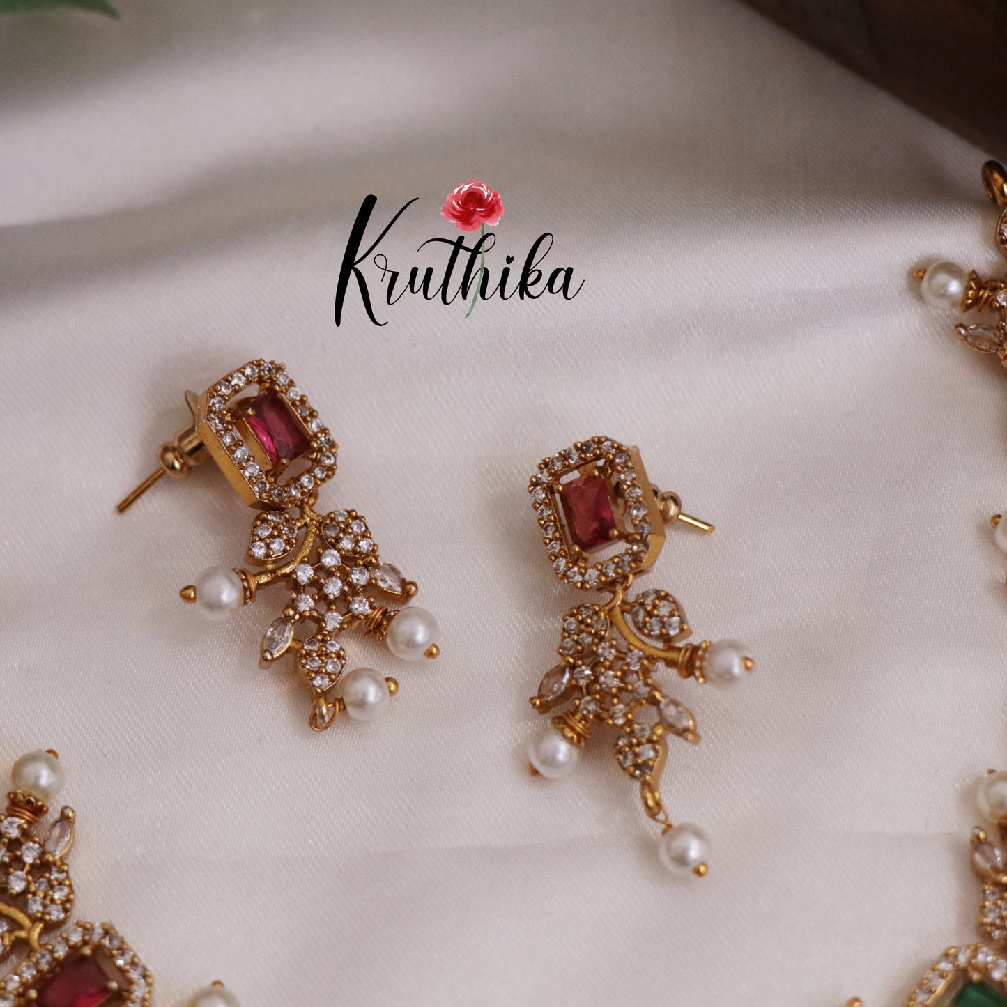 Elegant AD Stone Flower Necklace NC1933 (Available in 3 Colours)