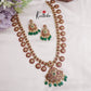 Classic Kemp Kasu Haaram with Detachable Pendant with Green Beads Drops LH1952