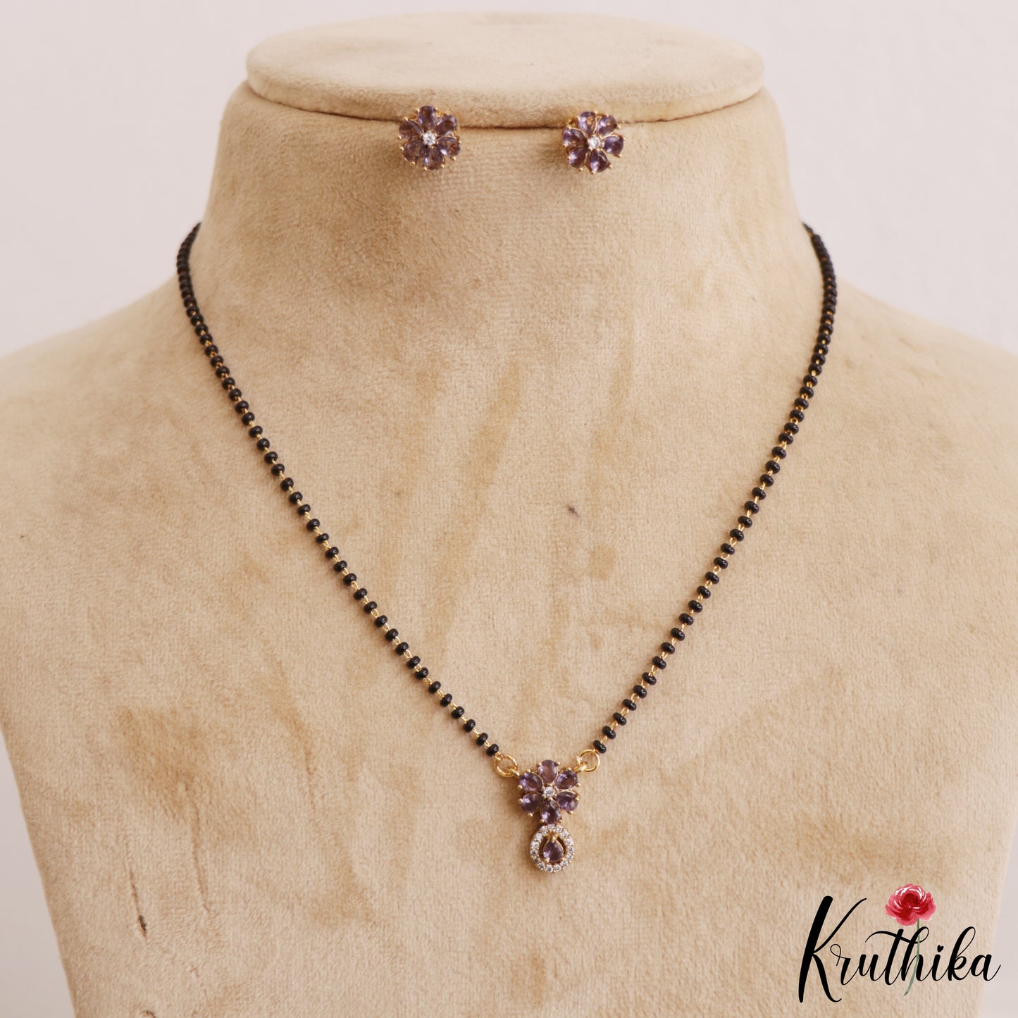 Simple Mangalsutra with Earrings Set NC2633 (Available in 2 Colours)