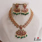 Premium Floral Motifs Jadau Necklace With Green Bead Drops NC2978