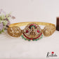 Grand Antique Nagas Lakshmi Peacock Motifs Kemp Hip Belt With Green Bead Drops V357