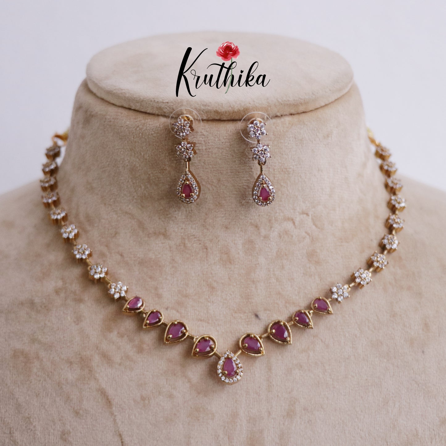 Simple Trendy AD Victorian Necklace NC2254 (Available in 2 Colours)