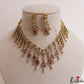Sparkling Teardrop Motifs Gold-Tone AD Victorian Choker NC3021 (Available In 2 Colors)