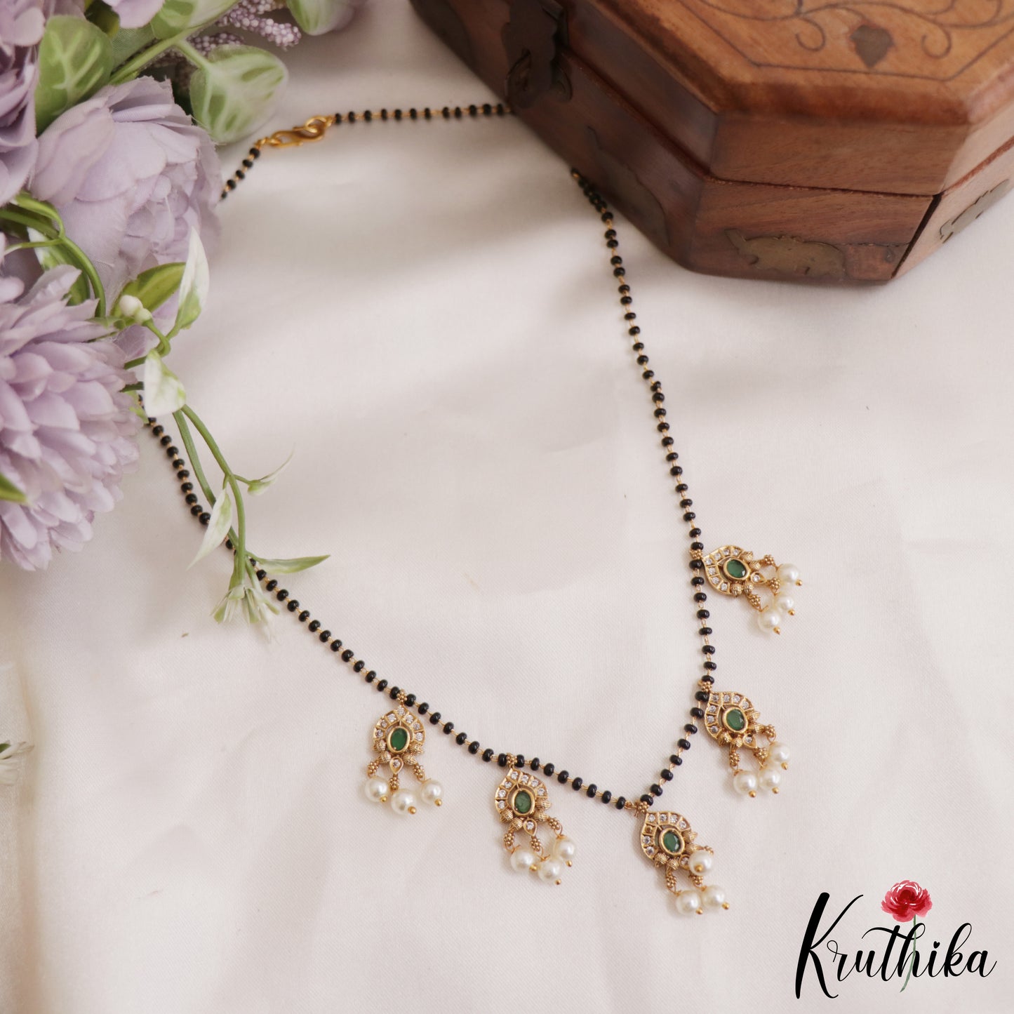 Classic AD Pearl Drop Floral Motifs Mangalsutra NC2641