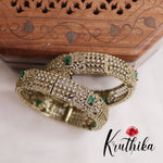 Classic CZ Floral Kada Bangles B292 (Available in 2 Colours) (Set of 2 Bangles)