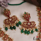 Premium Floral Motifs Jadau Necklace With Green Bead Drops NC2978