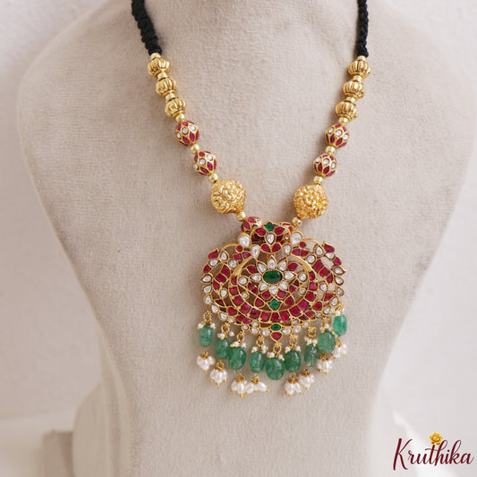 Beautiful Jadau Pendant Black Thread Necklace NC3322