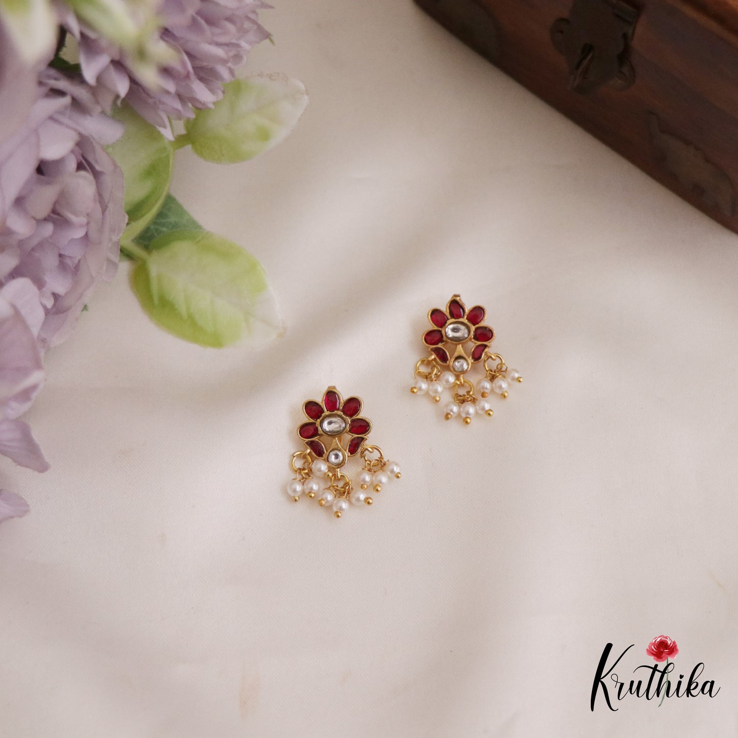Classic Kemp Floral Motifs Earcuffs | Upper Earrings | Bugadi Earrings E1025 (Available In 4 Colors)