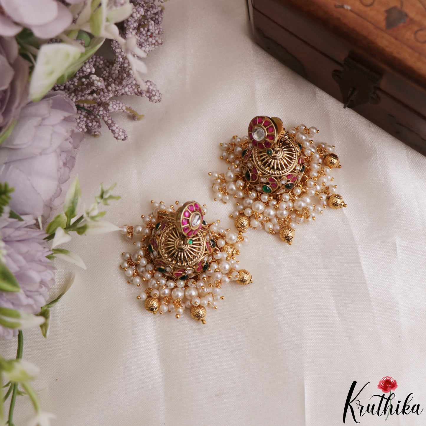 Classic Antique Jadau Peacock Chocker with Bead Drops NC2375 (Available In 2 Colors)