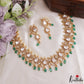 Premium Peacock Motifs Polki Victorian Choker With Green Bead Drops NC3018 (Available In 2 Colors)