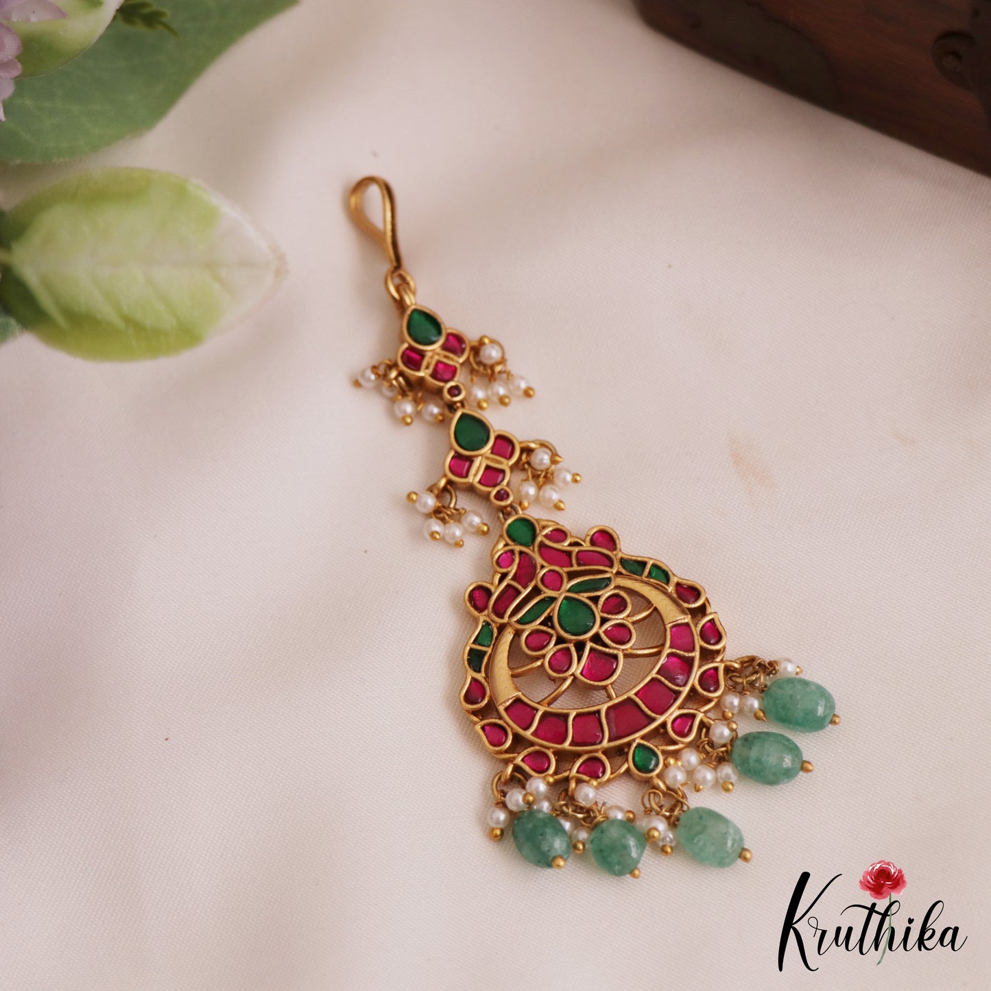 Classic Peacock Motifs Jadau Maang Tikka MT371 (Available In 2 Colors)