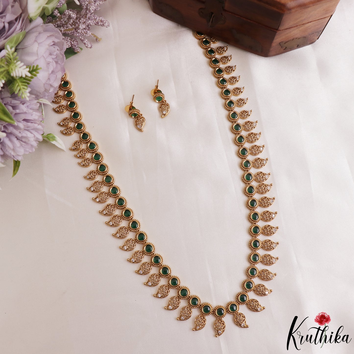 Classic Antique Geometric Mango Motifs Jadau Haaram LH2182