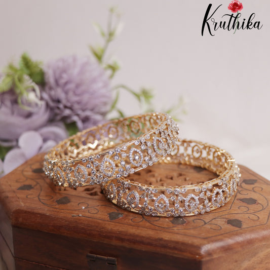 Premium Trendy CZ Sparkling Bangles B333 (Set Of 2 Bangles)