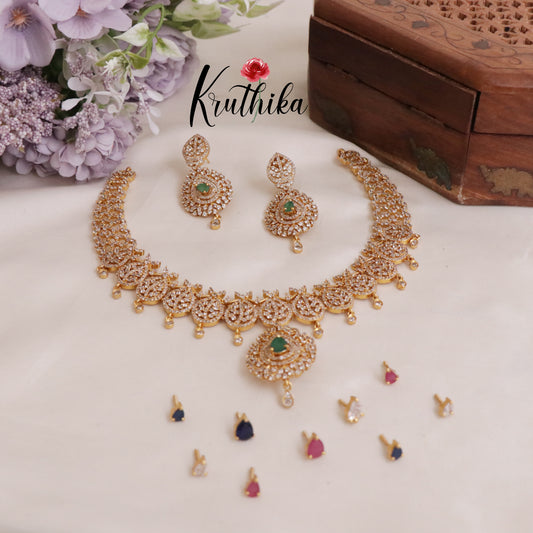 Gorgeous CZ Changeable Stones Necklace NC2061