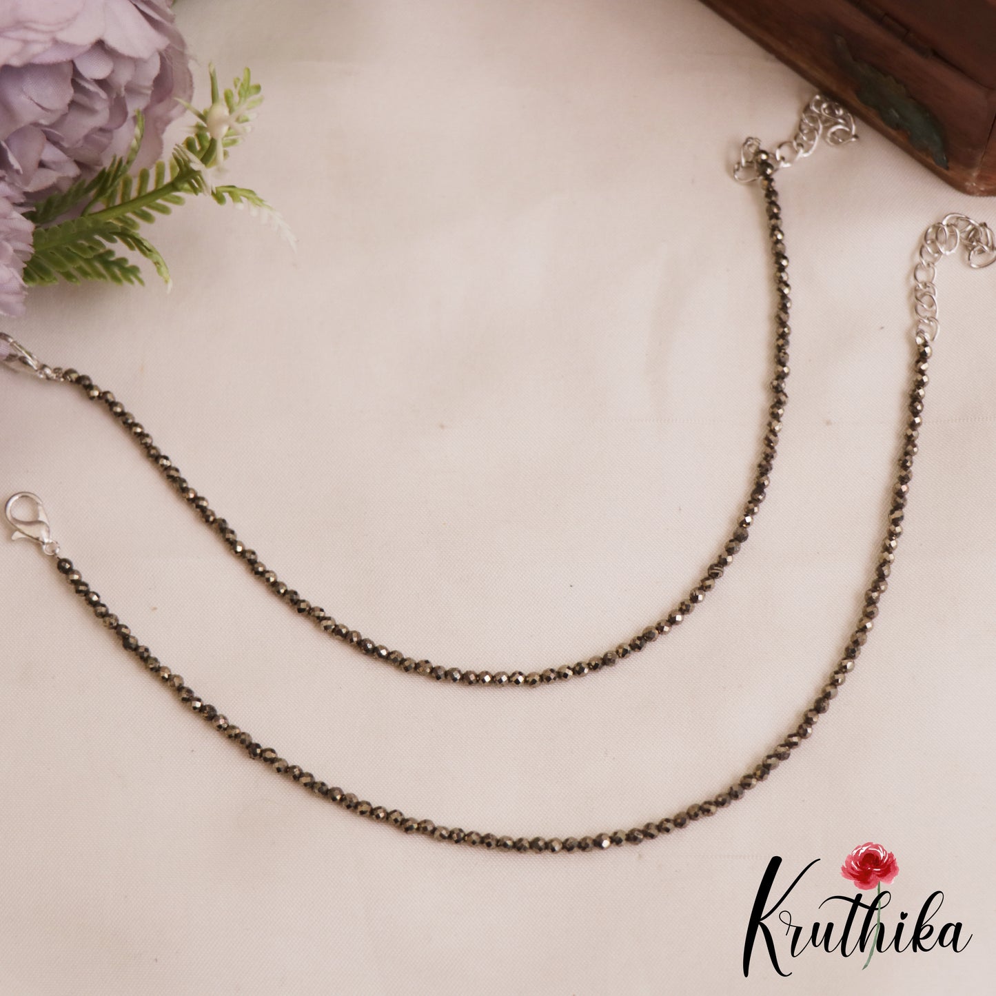 Simple Black Beaded Anklets A56