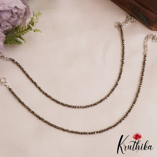 Simple Black Beaded Anklets A56