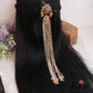 Gorgeous Peacock Floral Motifs Multi Pearl Strand Jada Billa With Golden Bead Drops J362