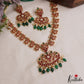 Premium Floral Motifs Jadau Necklace With Green Bead Drops NC2978