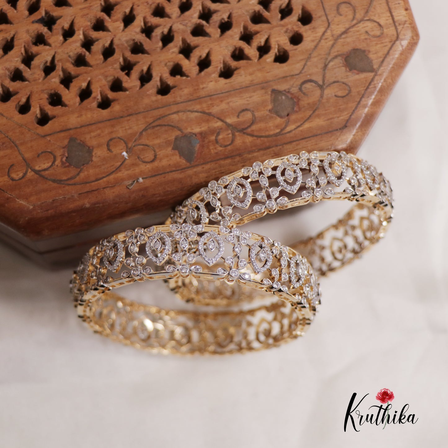 Premium Trendy CZ Sparkling Bangles B333 (Set Of 2 Bangles)