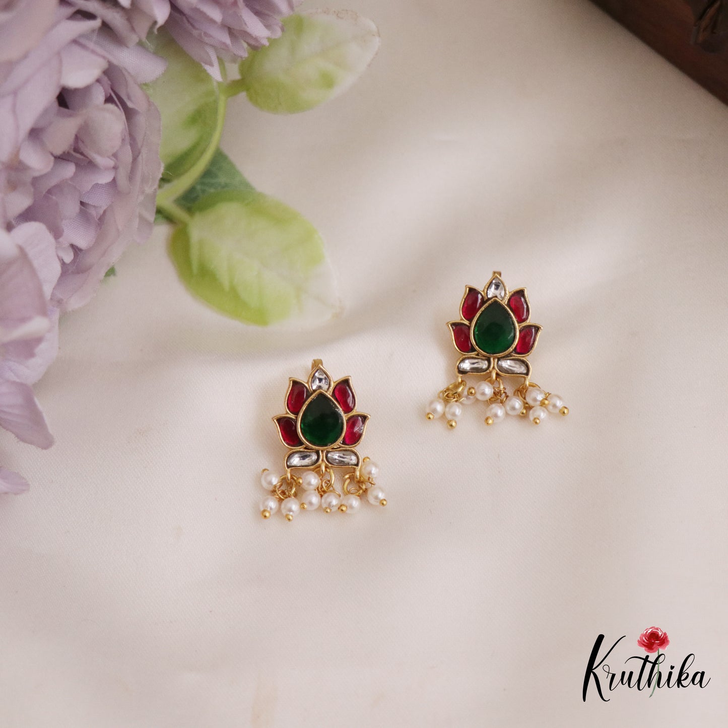 Pretty Kemp Lotus Motifs Earcuffs | Upper Earrings | Bugadi Earrings E1024 (Available In 4 Colors)