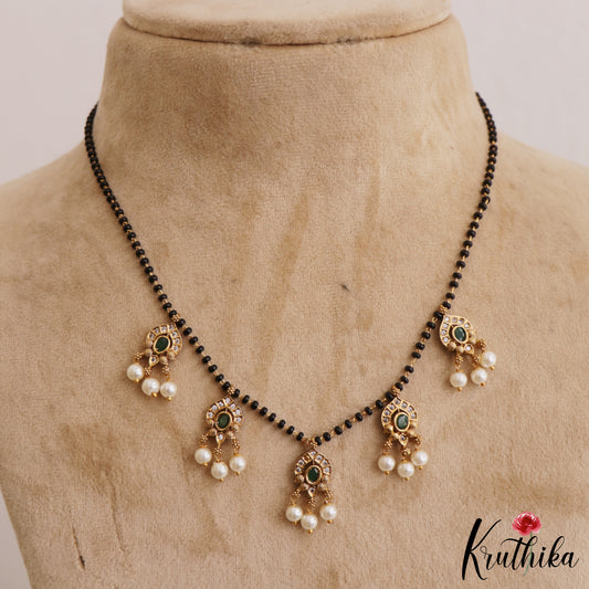 Classic AD Pearl Drop Floral Motifs Mangalsutra NC2641