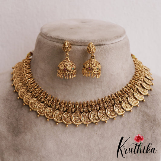 Premium Antique Lakshmi Motifs Kasu Necklace NC2850