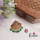 Classic Kemp Kasu Haaram with Detachable Pendant with Green Beads Drops LH1952