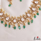 Premium Peacock Motifs Polki Victorian Choker With Green Bead Drops NC3018 (Available In 2 Colors)