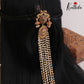 Gorgeous Peacock Floral Motifs Multi Pearl Strand Jada Billa With Golden Bead Drops J362