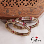 Simple CZ Victorian Bangles B293 (Available in 2 Colours)| (Set of 2 Bangles)