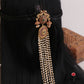 Gorgeous Peacock Floral Motifs Multi Pearl Strand Jada Billa With Golden Bead Drops J362