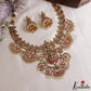 Premium Antique Nagas Lakshmi Peacock Motifs Jadau Necklace With Pearl Drops NC3142